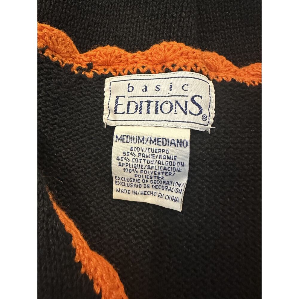 Vintage Basic Editions Halloween Vest Knit Sweater Bear Ghost & Pumpkin Medium - Picture 7 of 9
